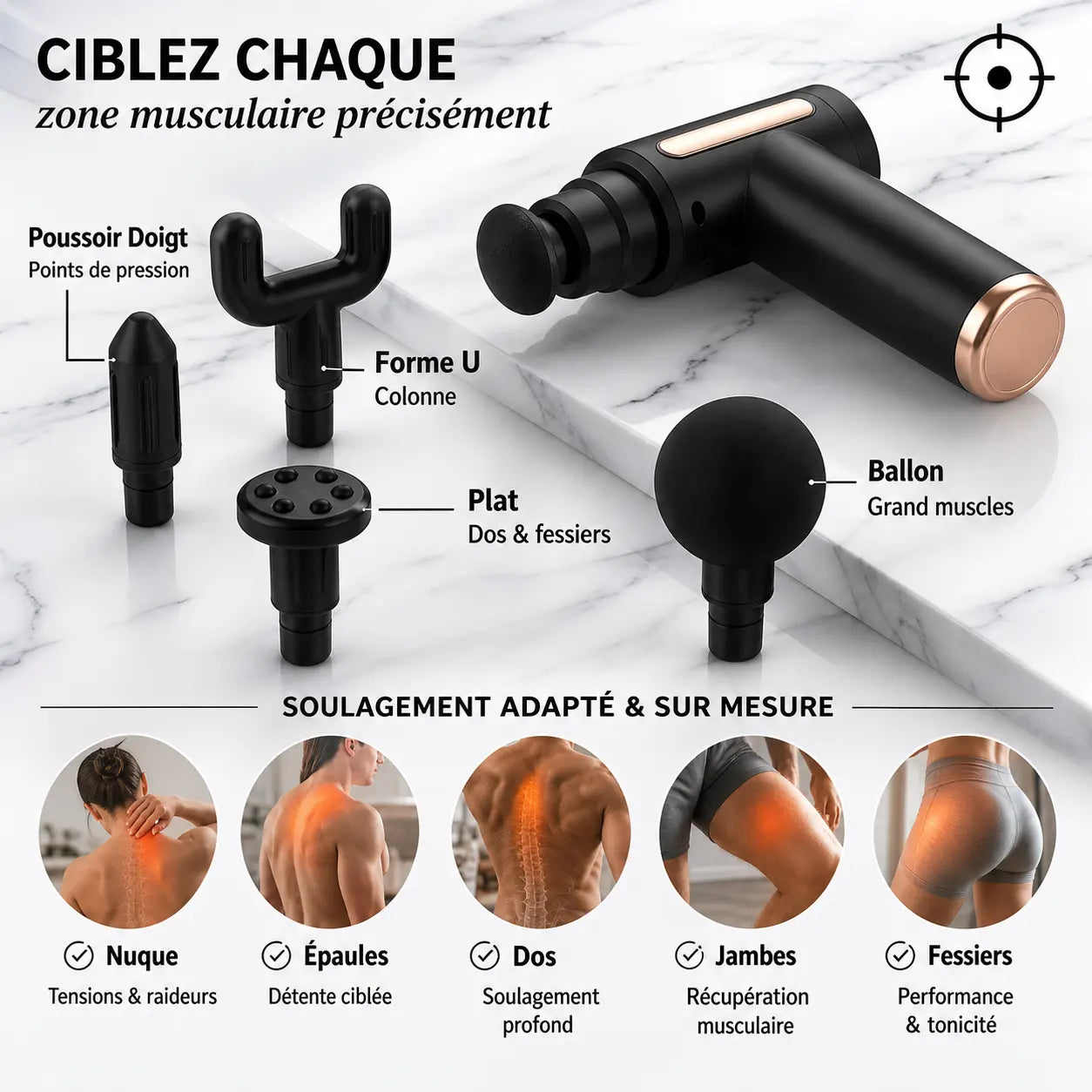 Mini pistolet de massage a percussion PuriSante
