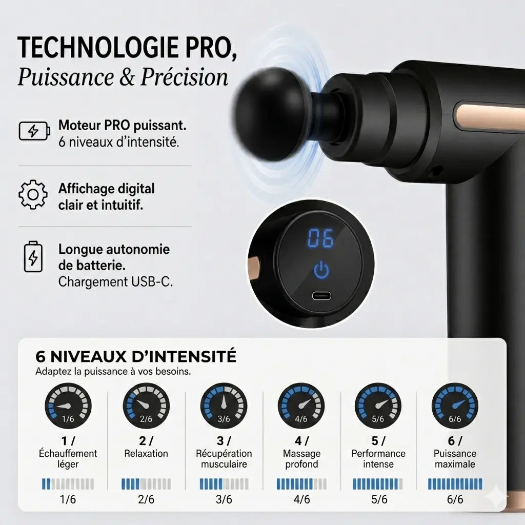 Mini pistolet de massage a percussion PuriSante